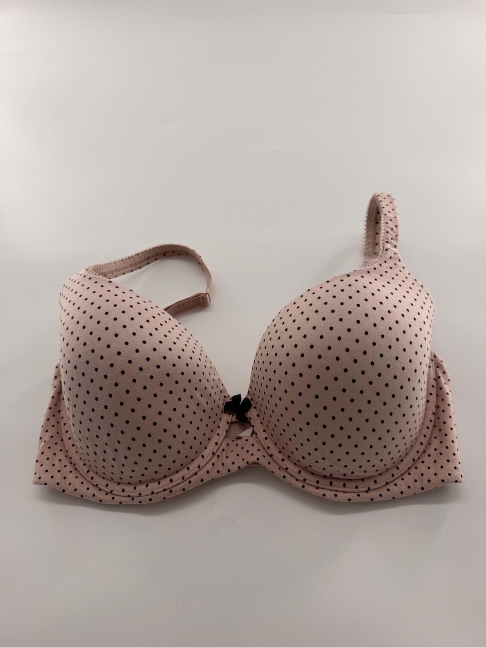 Victoria’s Secret Classic Light Pink and Black Dots Lined Demi Bra Women’s 34DDD